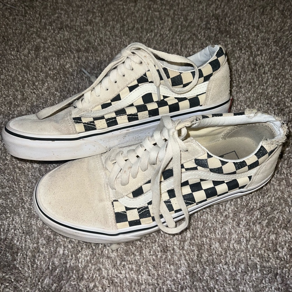 White Checkered Vans